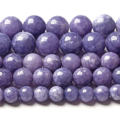 8MM Lavender Purple Chalcedony Natural Stone Round Loose Beads for Jewelry Making and Crafting 45pcs 1 Strands 16"