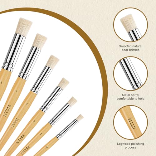 Wooden Stencil Brushes Natural Stencil Bristle Dome Art Painting Brushes Wood Paint Template Brush for Painting On Stencil Projects