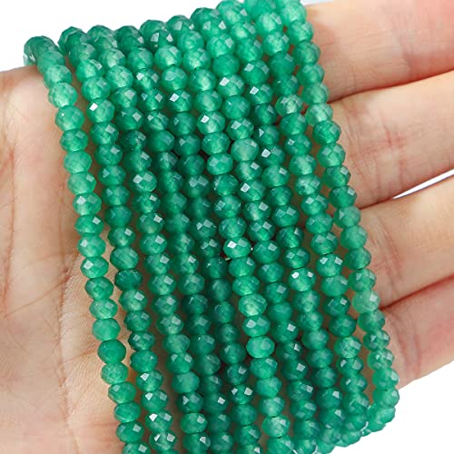Natural Green Aventurine Beads 4x2mm 120pcs Faceted Rondelle Loose Semi Gemstone Beads for Jewelry Making Design (120 Count)