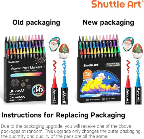36 Colors Brush & Dot Tip Acrylic Paint Markers (36 Count)