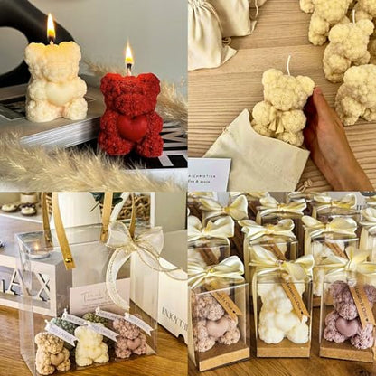 2 Pack Mini 3D Rose Bear Silicone Molds for Candle Resin Chocolate DIY