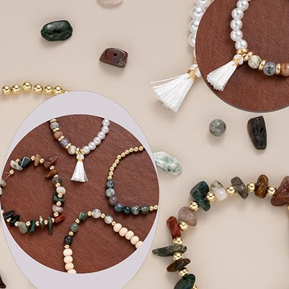 Jewelry Making Supplies Kit Natural Stone Beads for Irregular Natural Stone with for DIY Craft Bracelet Necklace Earrings for Adults