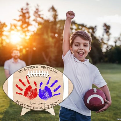 Custom Football Dad Gifts from Baby Handprint Sign