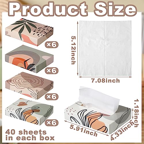 24 Packs 960 Sheets Tissue Cube Car Facial Boxes Disposable Facial Travel Tissues Holder Soft Watercolor Boxes 2 Ply 40 Sheets for Wedding Household Car Kitchen Bathroom (960 Count)