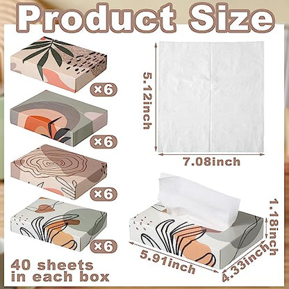 24 Packs 960 Sheets Tissue Cube Car Facial Boxes Disposable Facial Travel Tissues Holder Soft Watercolor Boxes 2 Ply 40 Sheets for Wedding Household Car Kitchen Bathroom (960 Count)