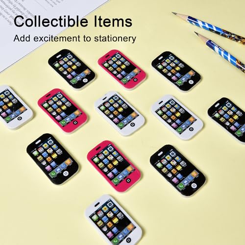 20 Mini Cool Phone Erasers for Kids (20 Count)