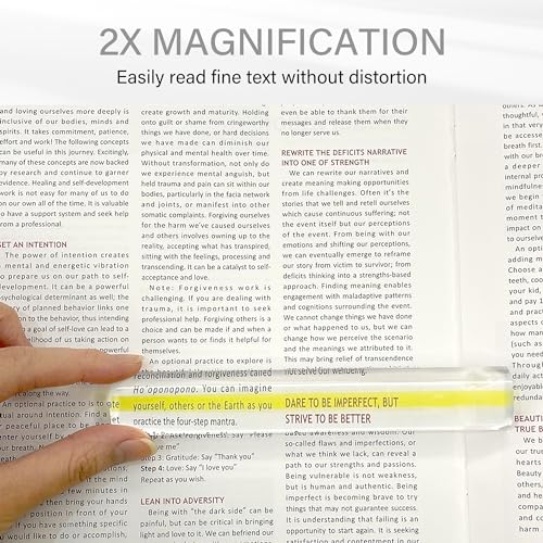 MAGDEPO 2X Bar Magnifying Ruler 6" with Guiding Line & Mini Line Magnifier with Clip for Reading Small Prints