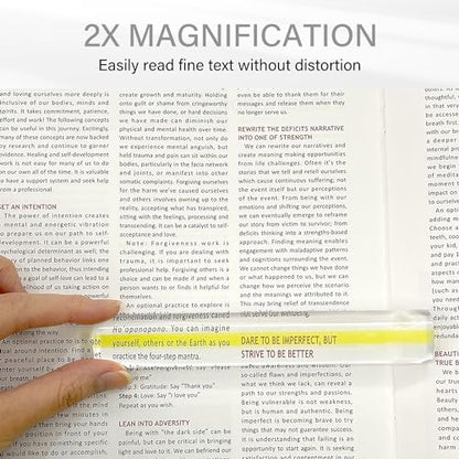 MAGDEPO 2X Bar Magnifying Ruler 6" with Guiding Line & Mini Line Magnifier with Clip for Reading Small Prints