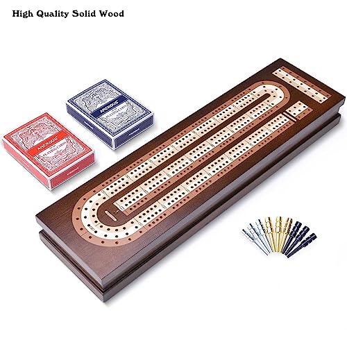Wooden Cribbage Board Game Set with Magnetic Lock