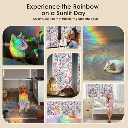 Rainbow 3D Window Stained Glass Privacy Film Decorative