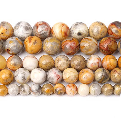 32pcs 12mm Natural Stone Beads Crazy Lace Agate Gemstone Round Loose Beads for Jewelry Making DIY Bracelet Necklace (16 Count)