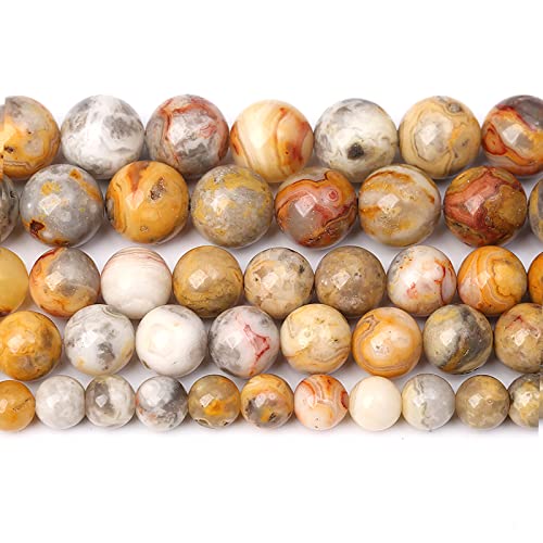 45pcs 8mm Natural Stone Beads Crazy Lace Agate Gemstone Round Loose Beads for Jewelry Making DIY Bracelet Necklace (16 Count)