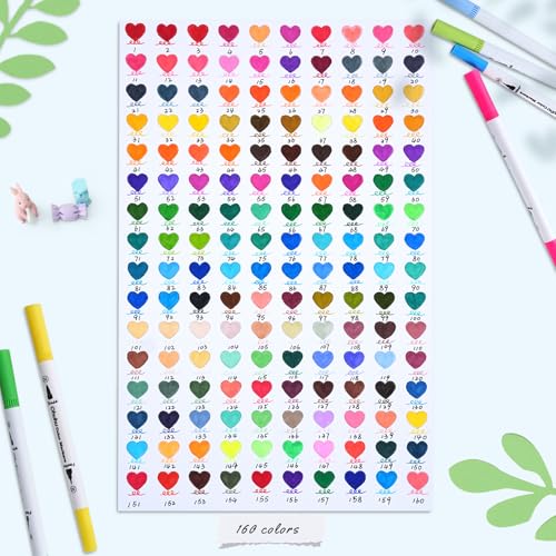Adult Coloring Book Markers 160 Color Dual Tip Water (160 Count)