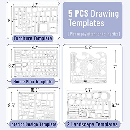 Professional Drafting Tools & Geometry Set with Case