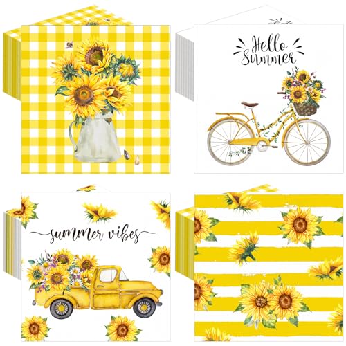 200 Pieces Summer Sunflower Cocktail Napkins 2