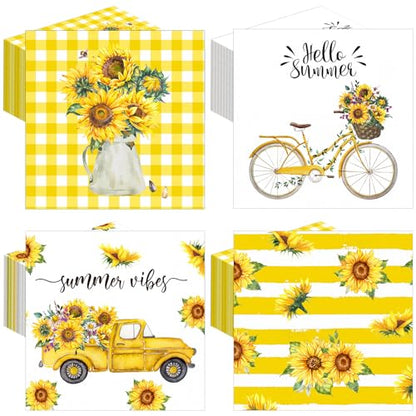 200 Pieces Summer Sunflower Cocktail Napkins 2
