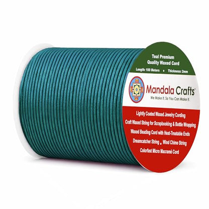 2mm Teal Waxed Cord