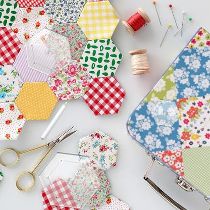 7 Pieces Hexagon Quilting Template with Tailors Chalk Pencil (7 Count)