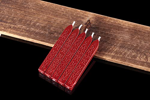 5Pcs Flashing Wine Red Sealing Wax Sticks with Wicks (5 Count)