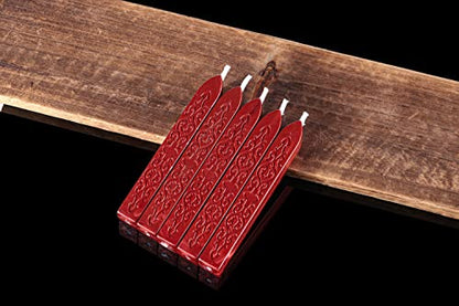5Pcs Flashing Wine Red Sealing Wax Sticks with Wicks (5 Count)