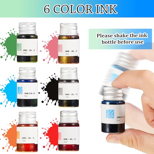 14 Pcs Glass Dip Pen Ink Set for Art Supplies (6 Count)