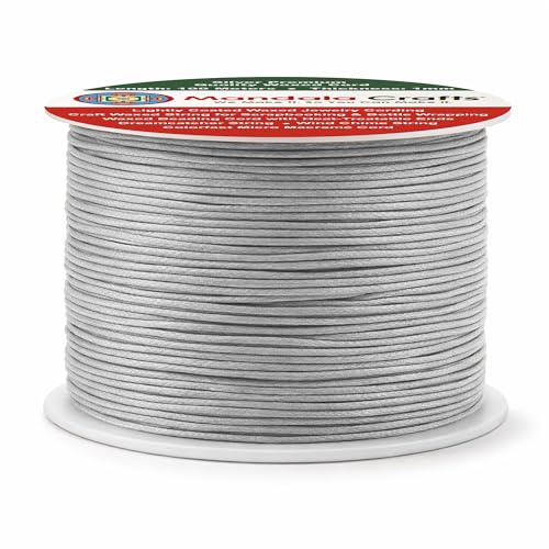 1mm Silver Cotton Waxed Cord for Jewelry Making (327 Foot )