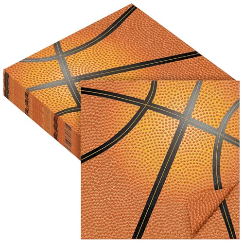 48 Pieces Basketball Napkins 13 x 13 Inches Basketball Paper Napkins Disposable Basketball Pattern Cocktail Napkins for Basketball Party Decorations (48 Count)