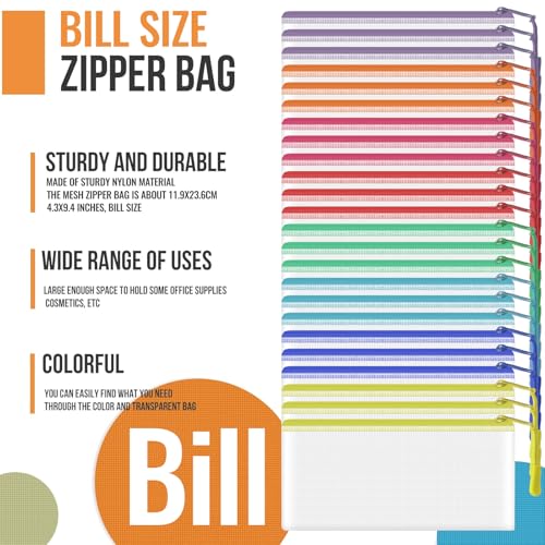 24pcs Mesh Zipper Pouch Bags 9.3 x 4.7 Inches