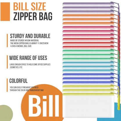 24pcs Mesh Zipper Pouch Bags 9.3 x 4.7 Inches