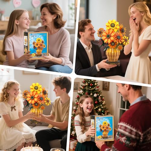 Sunflower Building Set with Light Vase Base