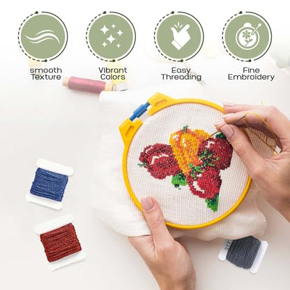Embroidery Floss Kit 108 Colors on Plastic Bobbins