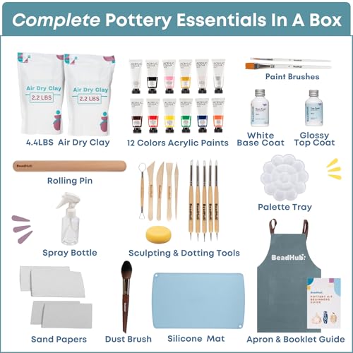 Air Dry Clay Pottery Kit for Adults Beginner