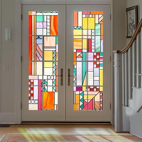 3D Stained Glass Window Privacy Film Decorative Non (660.47 sq inch)