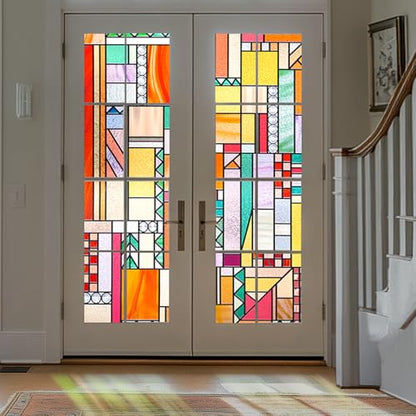 3D Stained Glass Window Privacy Film Decorative Non (660.47 sq inch)