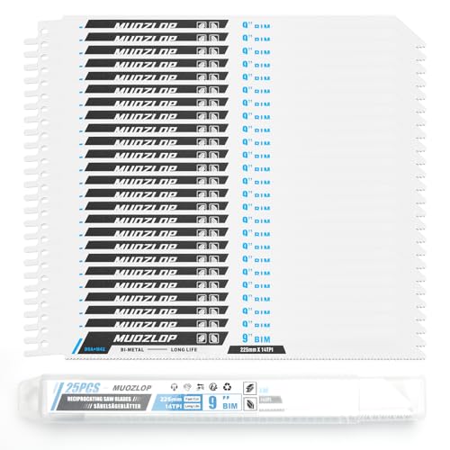 25Pack 9inch 14TPI Metal Reciprocating Saw Blades Set (25 Count)