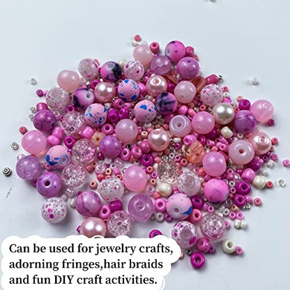 Assorted Glass Resin Beads Multi Size Colors Smooth Cracked Gravel Millet Spacer Beads for Bracelets Necklace Earring DIY Jewelry Making Craft