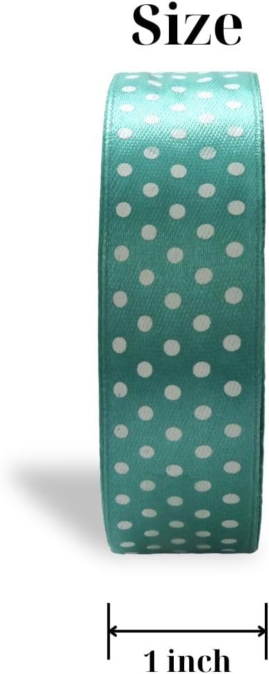Ribbon 1 inch Mint with White Polka Dots Ribbons for Crafts Gift Ribbon Satin Solid Ribbon Roll 1 in x 25 Yards - Crafty Corner