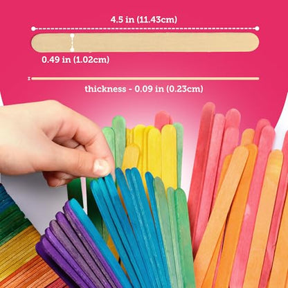 Jumbo Colored Wooden Popsicle Craft Sticks (600 Count)