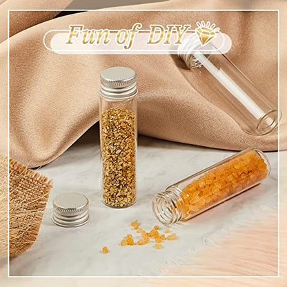 100 Pcs Small Clear Vials Spice Mini Jars with Lids Mini Glass Bottles with Screw Aluminum Metal Caps Tiny Jars Sample Containers for Powder Cream Cosmetic Jewelry Wedding (100 Count)