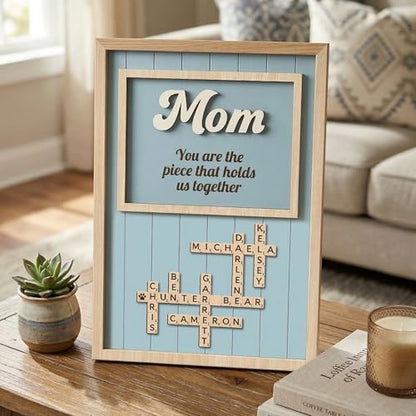 Mom You Are The Piece Personalized Family Crossword Scrable Sign for Mom
