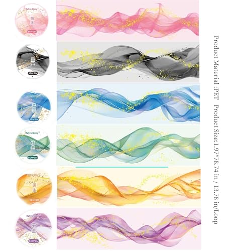 6 Rolls Transparent PET Washi Tape Set