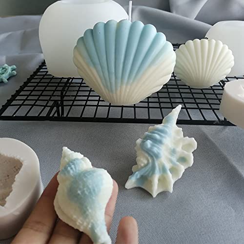 4 Pack Silicone Conch Resin Sea Shell Mold for Candles and Soap