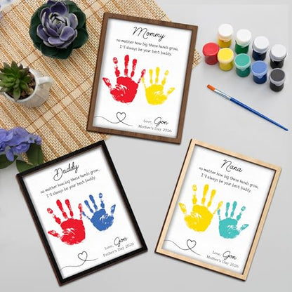 Personalized Handprint Wooden Sign for Mom Dad Grandma Nana