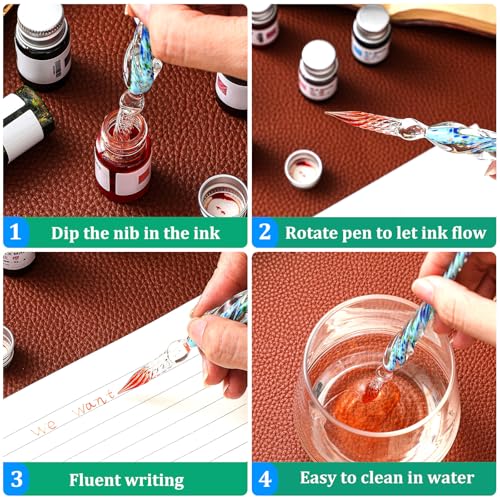 14 Pcs Glass Dip Pen Ink Set for Art Supplies (6 Count)