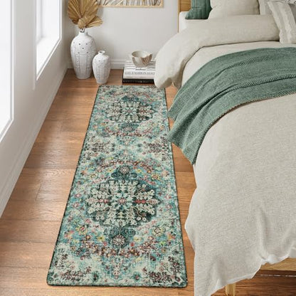 Reine Bohemian Floral 2x6 Washable Hallway Runner Rug