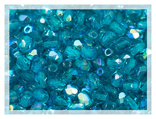 100pcs Faceted Fire Polished Pressed Czech Glass Beads 4mm (100 Count)