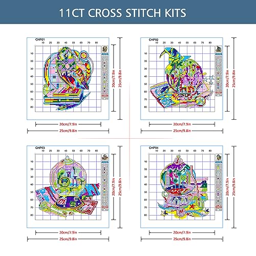 4 Packs Stamped Cross Stitch Kits for Adults