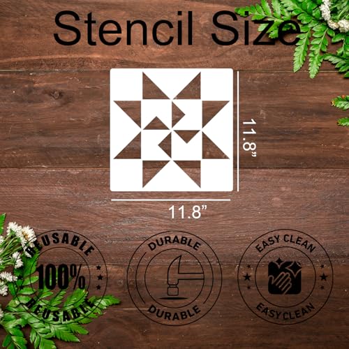 Barn Quilt Stencils for Crafts 12” Quilt Block Stencil (9 Count)