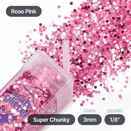 Craft Glitter Shaker Rose Pink 110g Super Chunky (3.8 Ounce)