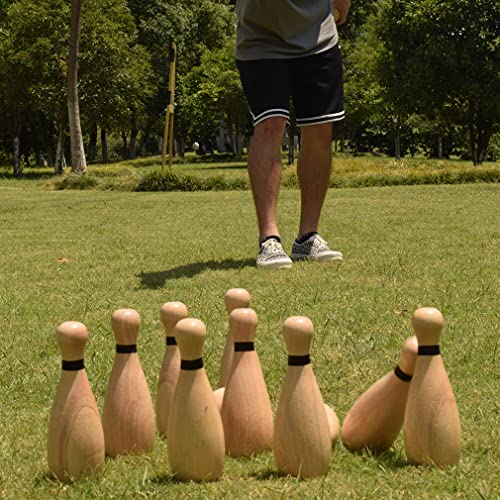 Outdoor Giant Lawn Bowling Games Wooden Lawn Set Fun Sports Games Medium (12 Count)